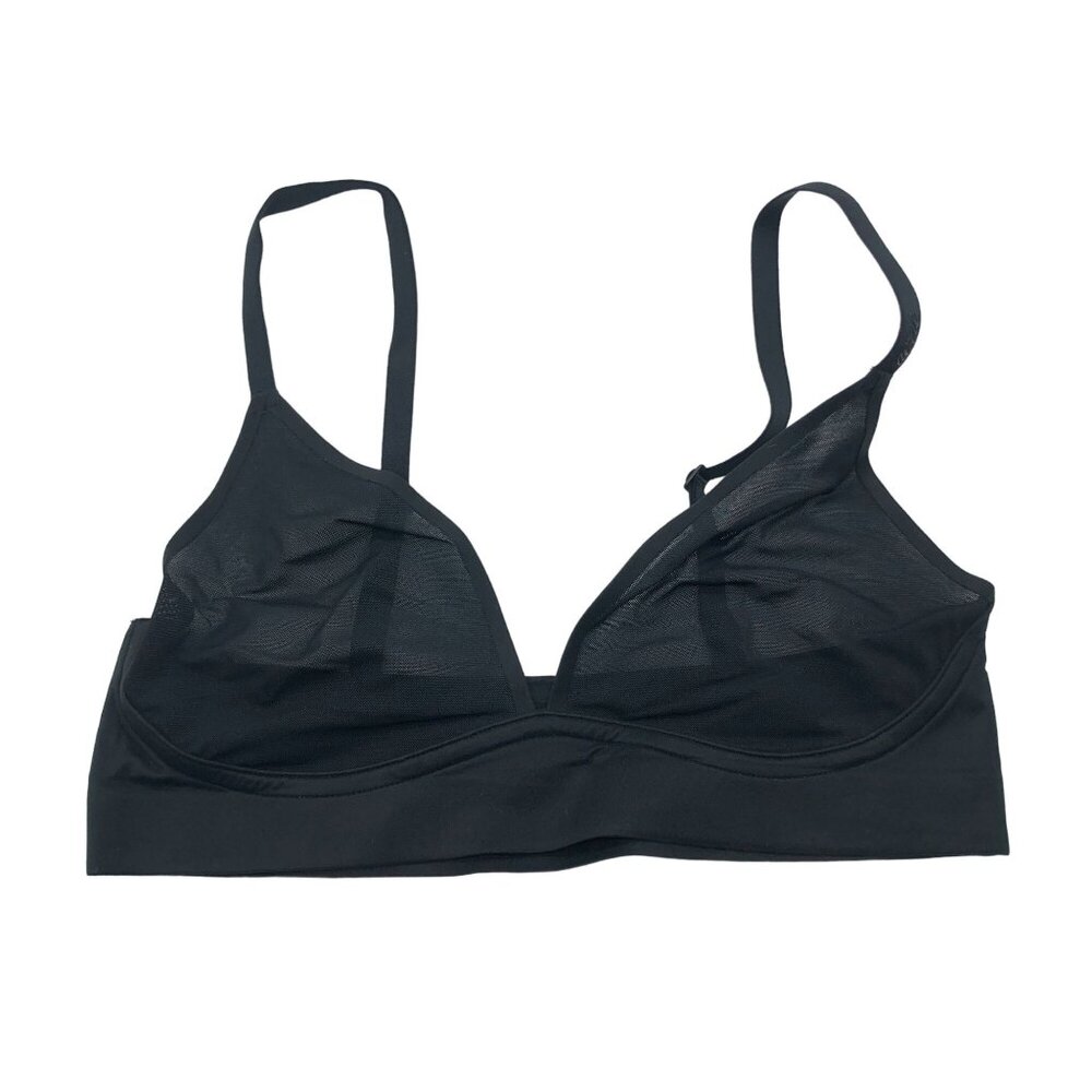 Aerie Black Smoothez Mesh Bralette Sheer Wireless Nylon & Elastane Size S
